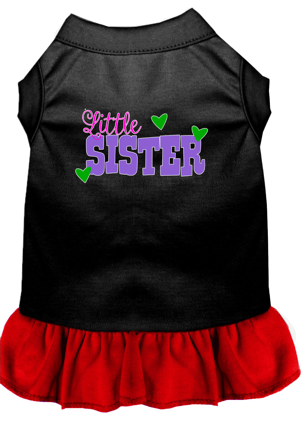 Little Sister Screen Print Dog Dress Black with Red XXL